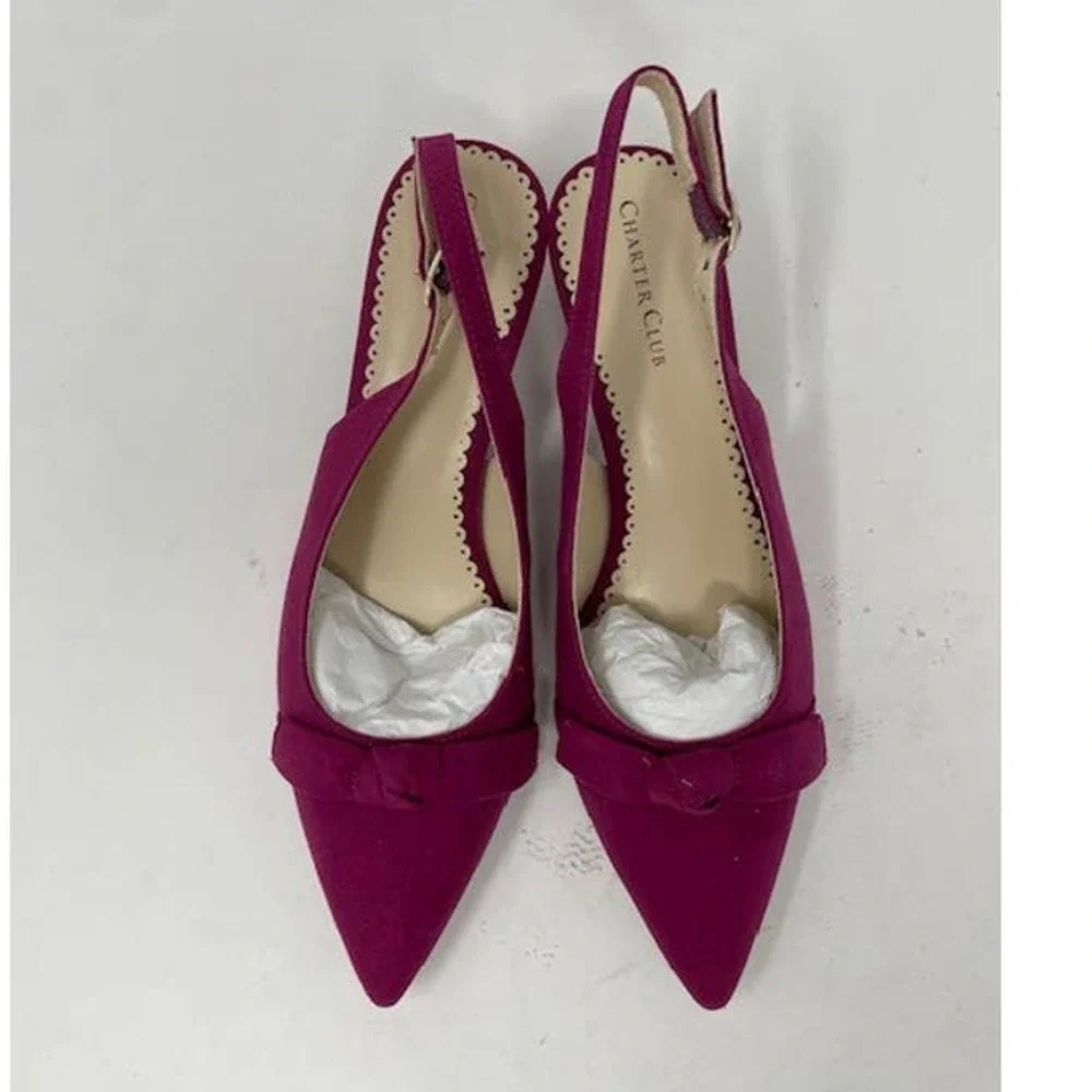 CHARTER CLUB Giavanna Slingback Pumps I’m faux suede berry size 7M NEW